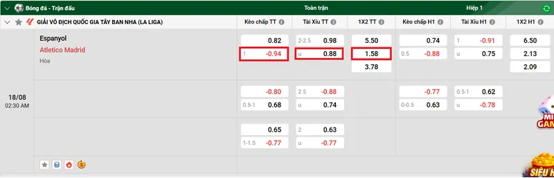 Tip Nhận định, dự đoán và soi kèo trận Espanyol vs Atletico Madrid uk88