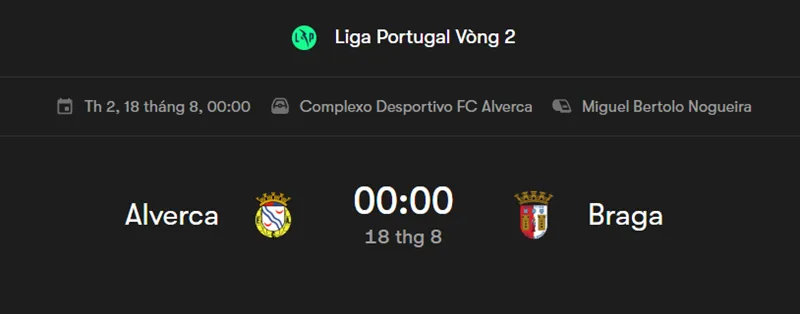 Tip kèo bóng đá chi tiết trận Alverca vs Sporting Braga uk88