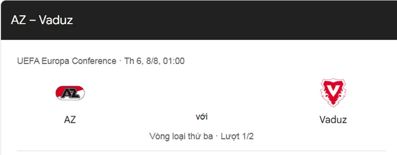 Tips bóng đá (dự đoán, nhận định, phân tích) chi tiết về trận đấu giữa AZ Alkmaar và FC Vaduz uk88