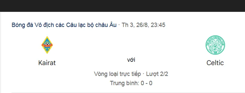 Tips bóng đá trận đấu giữa Kairat Almaty vs Celtic uk88