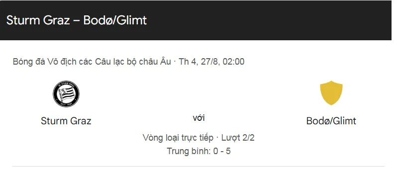 Tips bóng đá trận đấu giữa Sturm Graz vs Bodo Glimt uk88
