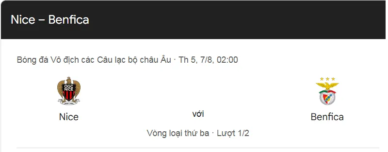 Tips bóng đá về trận đấu giữa Nice và Benfica uk88