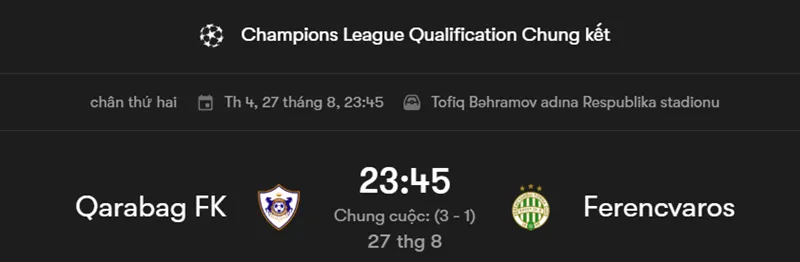 Tips bóng đá về trận đấu giữa Qarabag vs Ferencvaros uk88