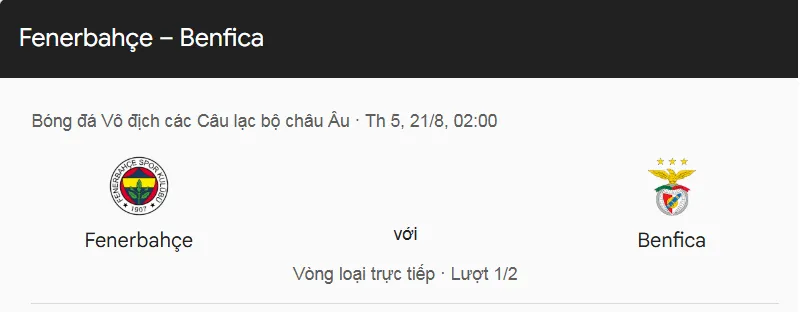 Tips, nhận định & dự đoán trận đấu giữa Fenerbahce vs Benfica uk88