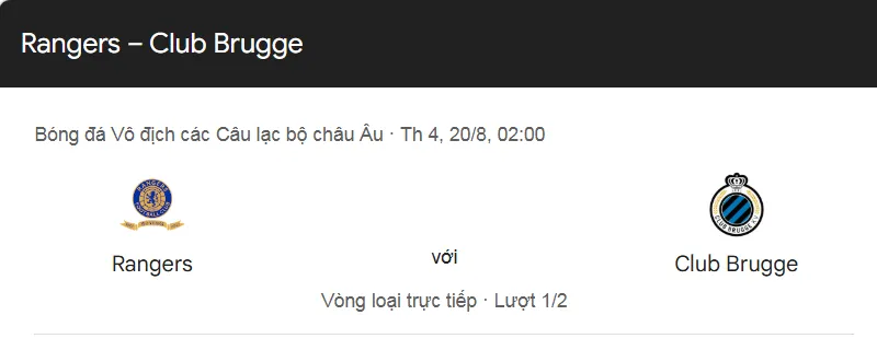 Tips soi kèo bóng đá trận đấu giữa Rangers vs Club Brugge uk88