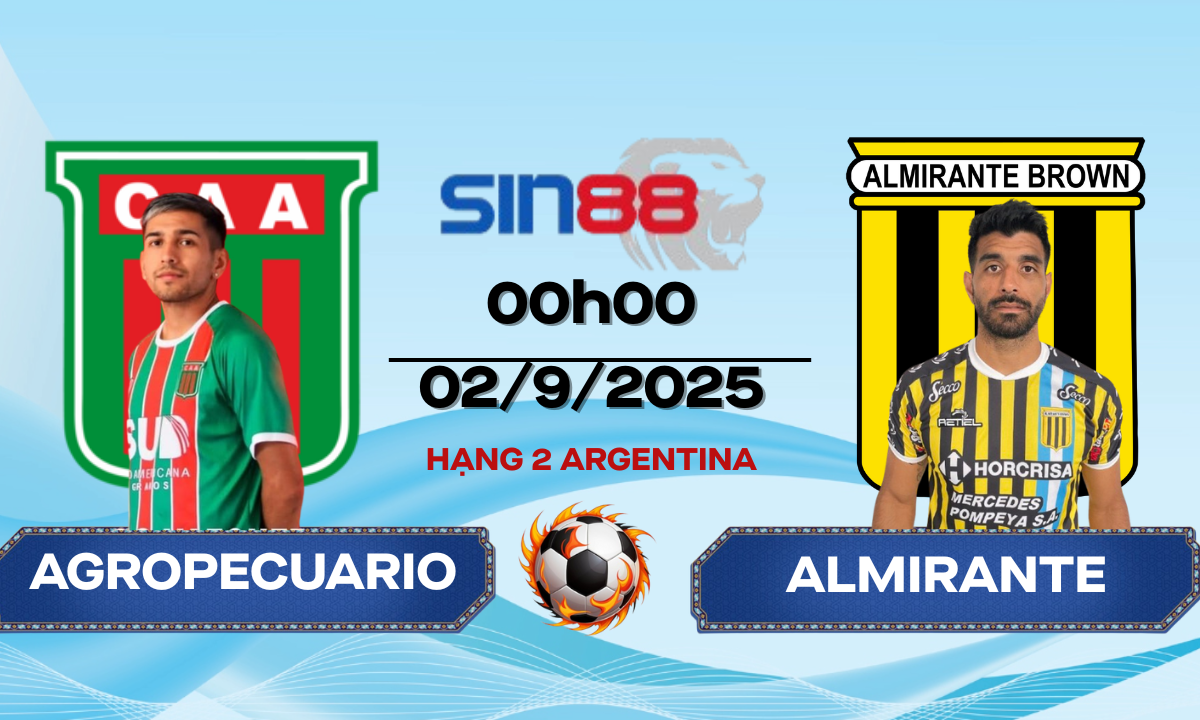 Soi kèo bóng đá Agropecuario – Almirante Brown 00h00 ngày 02/09/2025 – Hạng Nhì Argentina