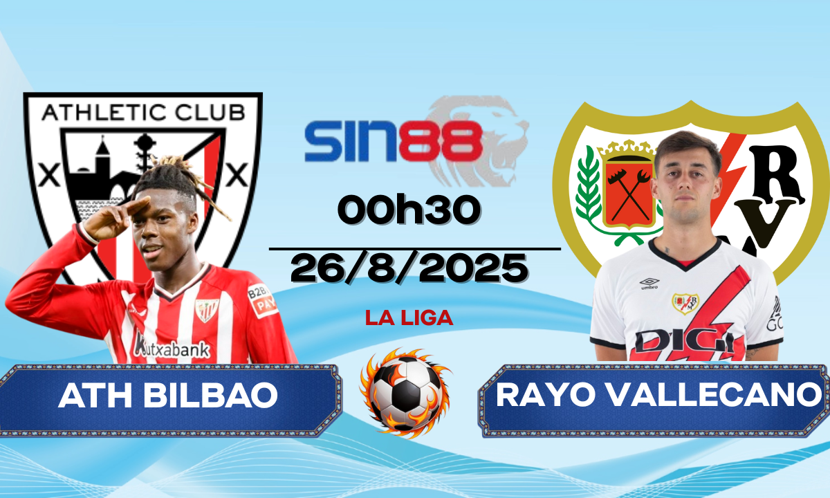 Soi kèo bóng đá Ath Bilbao - Rayo Vallecano 00h30 ngày 26/08/2025 - La Liga