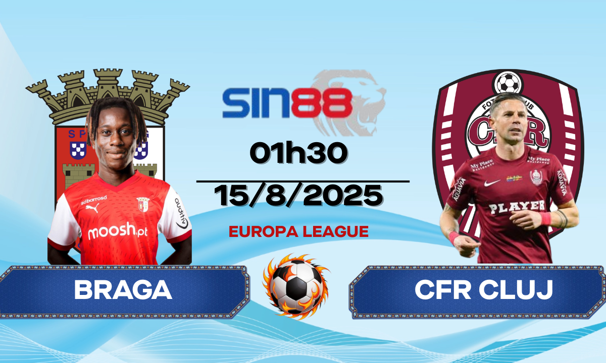 Soi kèo bóng đá Braga - CFR Cluj 01h30 ngày 15/08/2025 - Europa League