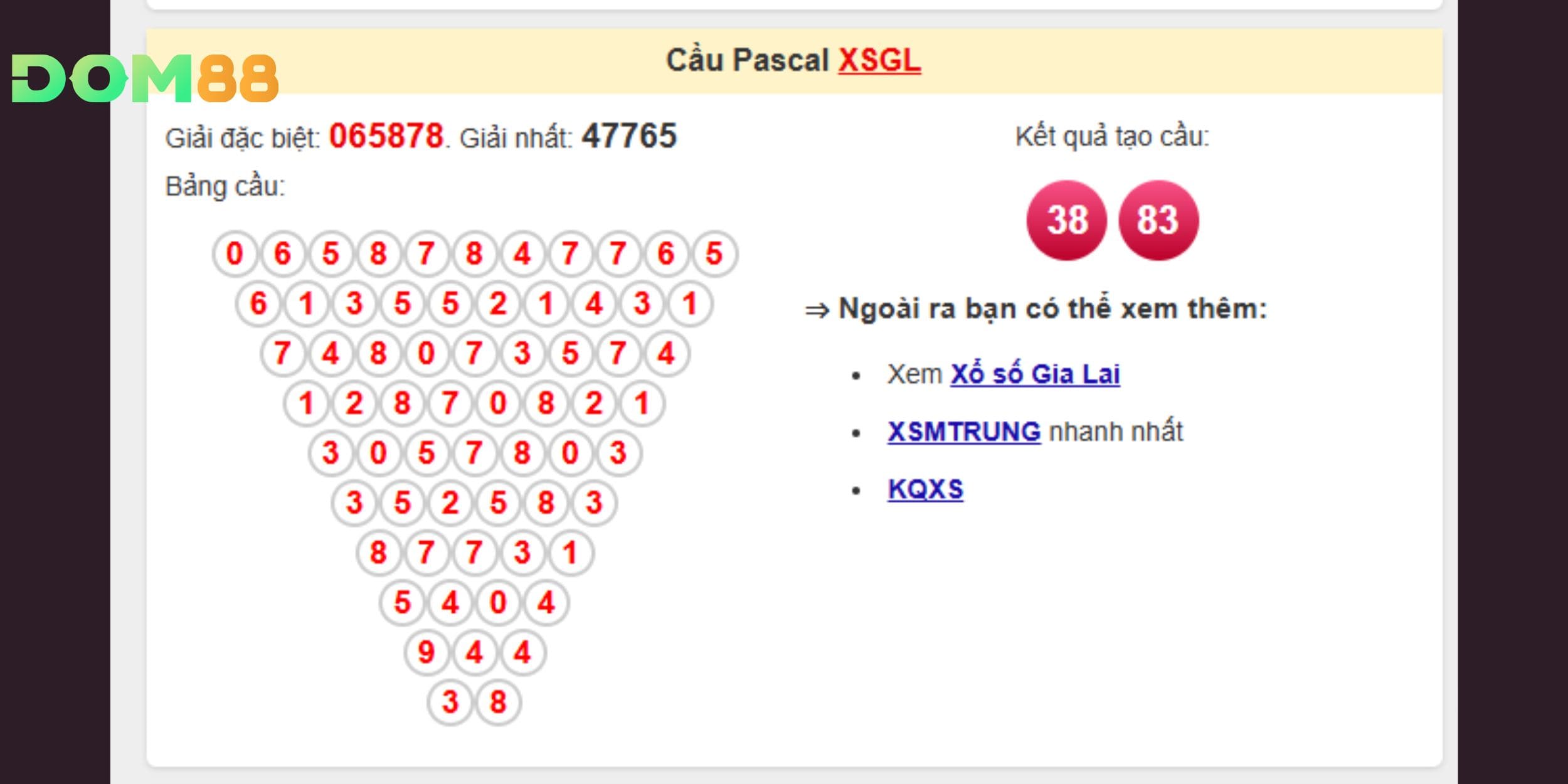 Cặp 38 – 83 từ cầu Pascal Gia Lai, cơ hội cao ngày 15-08-2025