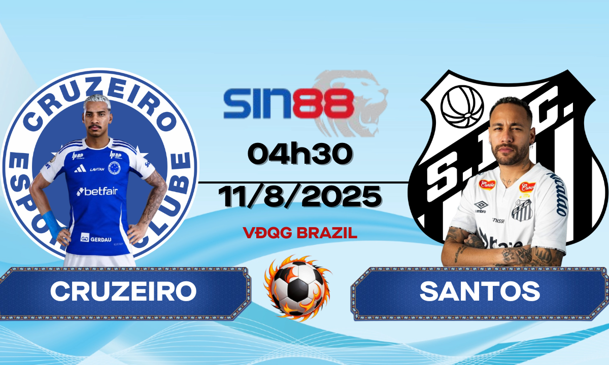 Soi kèo bóng đá Cruzeiro - Santos 04h30 ngày 11/08/2025 - VĐQG Brazil