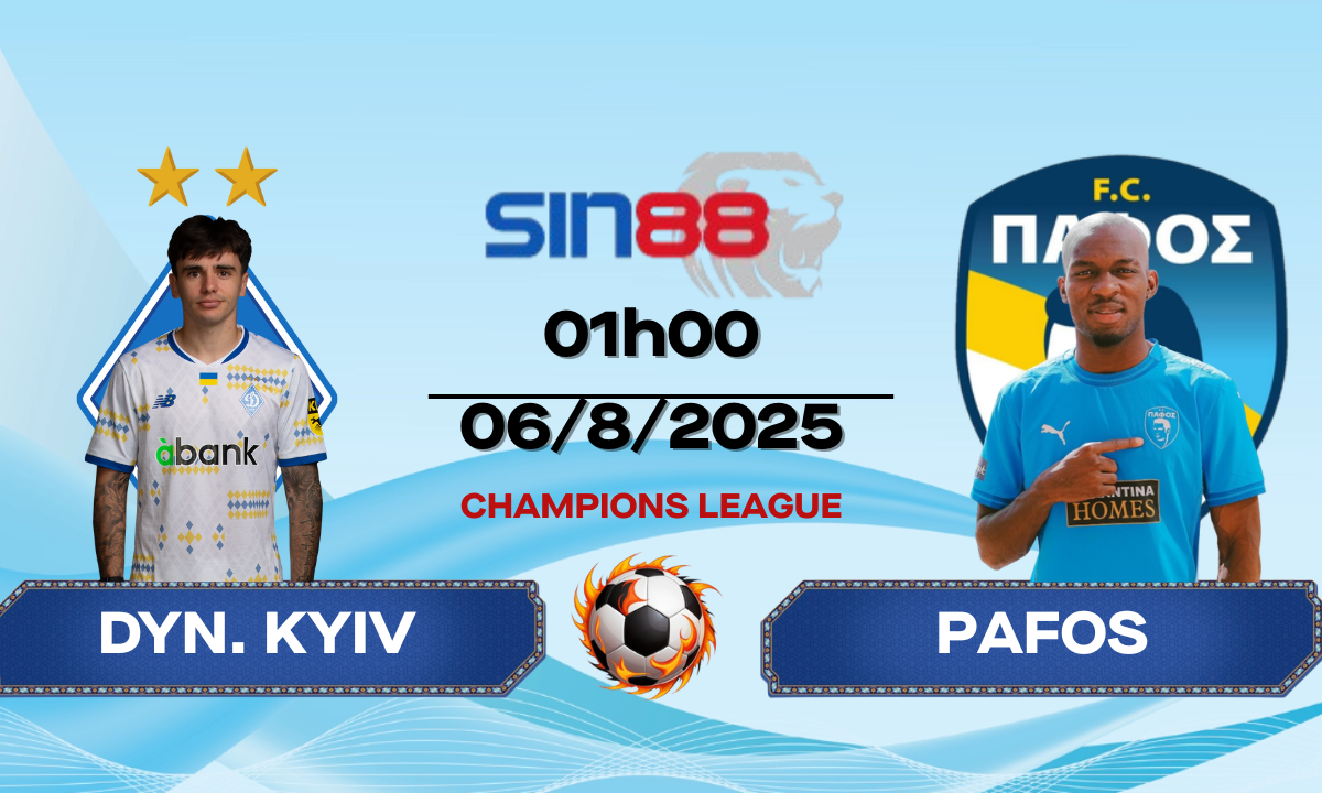 Soi kèo bóng đá bóng đá Dyn. Kyiv - Pafos 01h00 ngày 06/08/2025 - VL Champions League