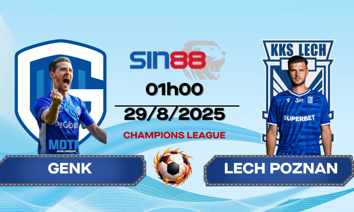Soi kèo bóng đá Genk - Lech Poznan 01h00 ngày 29/08/2025 - VL Europa League