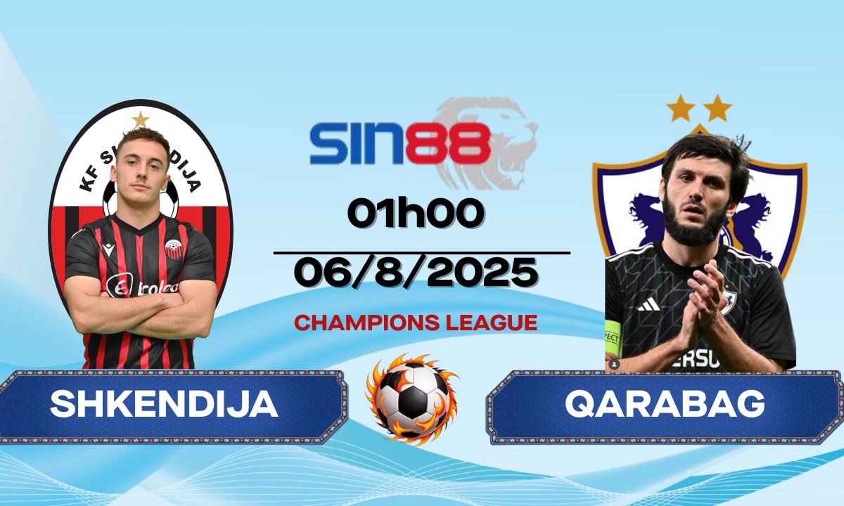 Soi kèo bóng đá Shkendija - Qarabag 01h00 ngày 06/08/2025 - VL Champions League