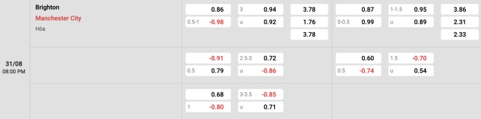 Brighton vs Man City
