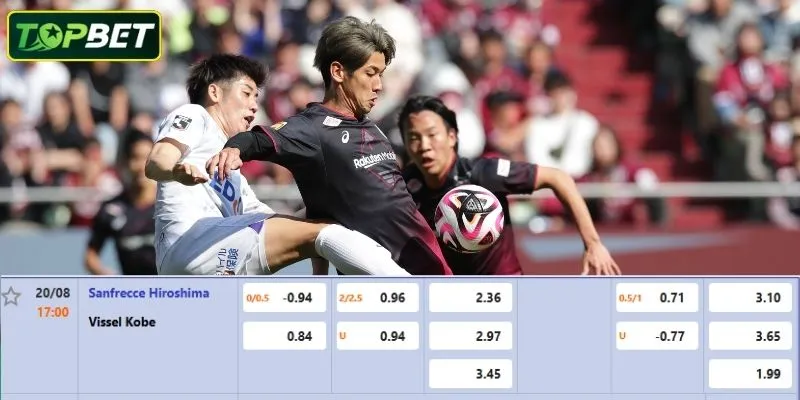 Tỷ lệ kèo chi tiết cho trận đấu Sanfrecce Hiroshima Vs Vissel Kobe 
