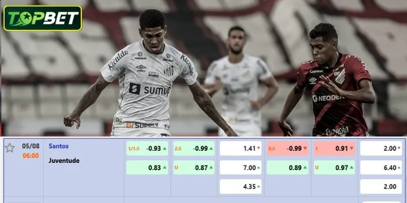 Tỷ lệ kèo chi tiết cho trận đấu Santos FC Vs Juventude 