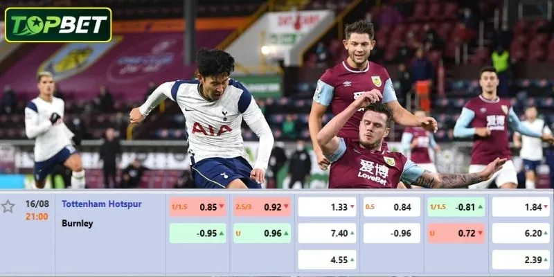 Tỷ lệ kèo chi tiết cho trận đấu Tottenham Hotspur Vs Burnley FC