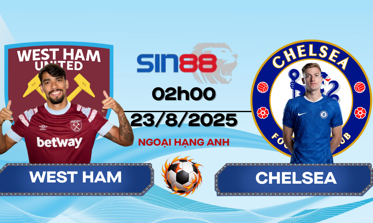Soi kèo bóng đá West Ham - Chelsea 02h00 ngày 23/08/2025 - Ngoại hạng Anh