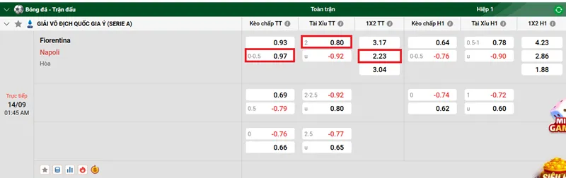 Nhận định bóng đá tổng quan về trận đấu giữa Fiorentina vs Napoli uk88