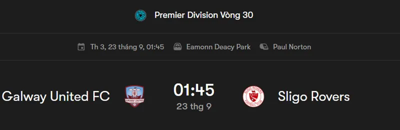 Nhận định chung trận Galway United vs Sligo Rovers uk88