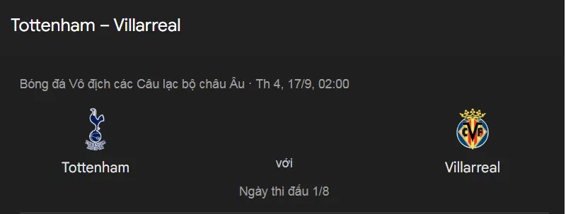 Tip bóng đá về trận đấu giữa Tottenham vs Villarreal uk88