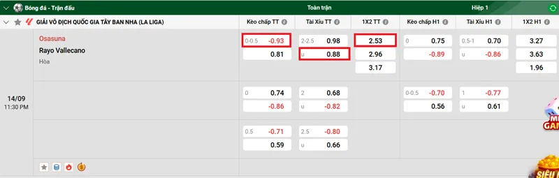 Tip giới thiệu chung về trận đấu Osasuna vs Rayo Vallecano uk88