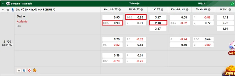 Tip kèo bóng đá Torino vs Atalanta uk88