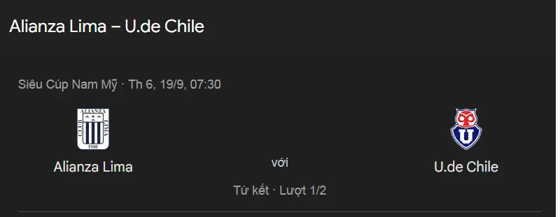 Tip kèo bóng đá chi tiết trận Alianza Lima vs Universidad De Chile uk88