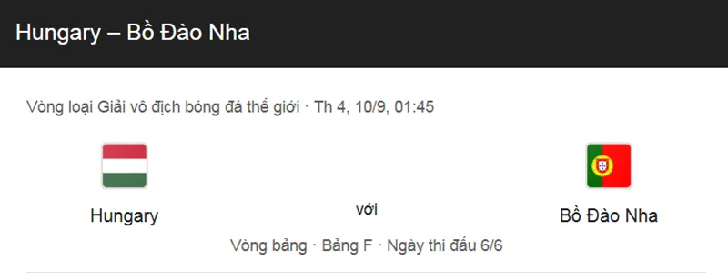 Tips bóng đá chi tiết về trận đấu giữa Hungary vs Bồ Đào Nha uk88