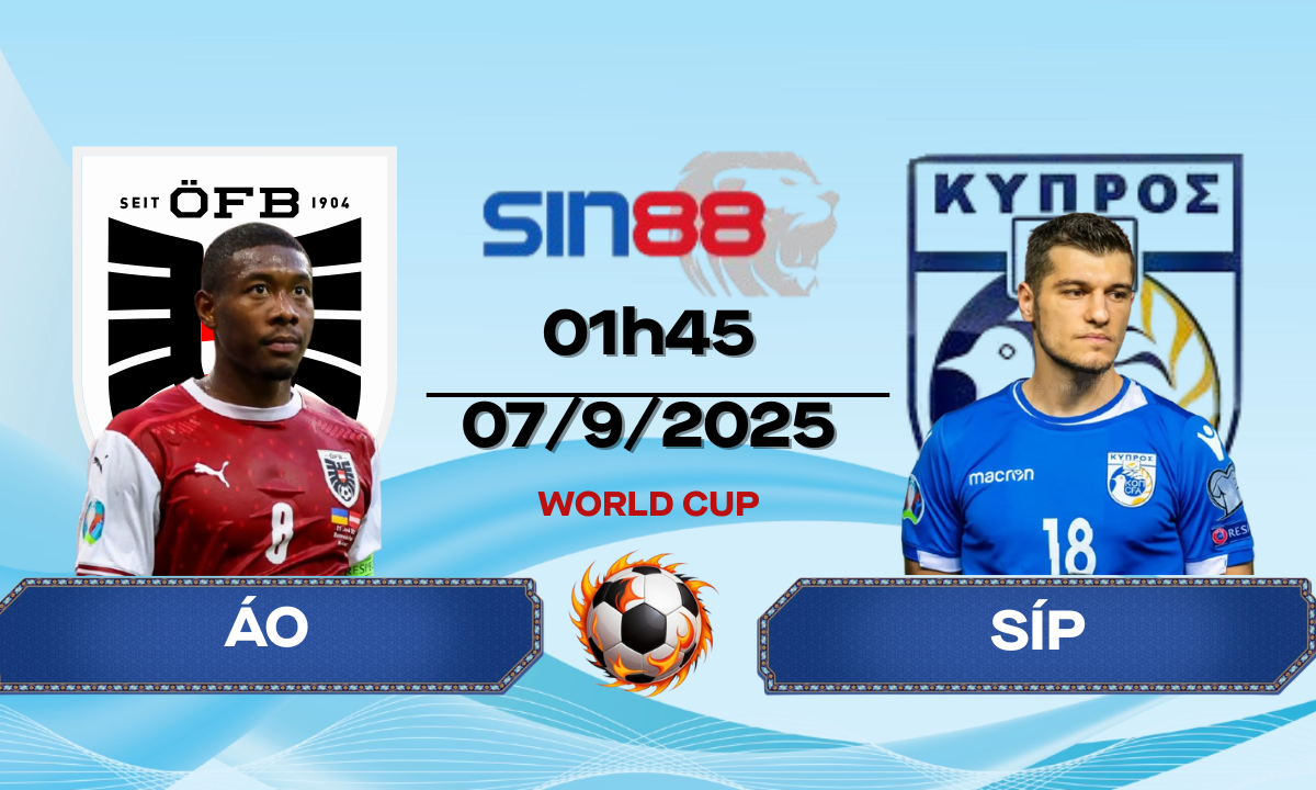 Soi kèo bóng đá Áo – Síp 01h45 ngày 07/09/2025 – VL World Cup