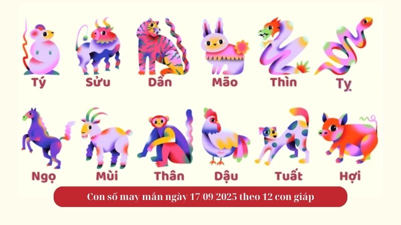 Con số may mắn ngày 17/09/2025 theo 12 con giáp