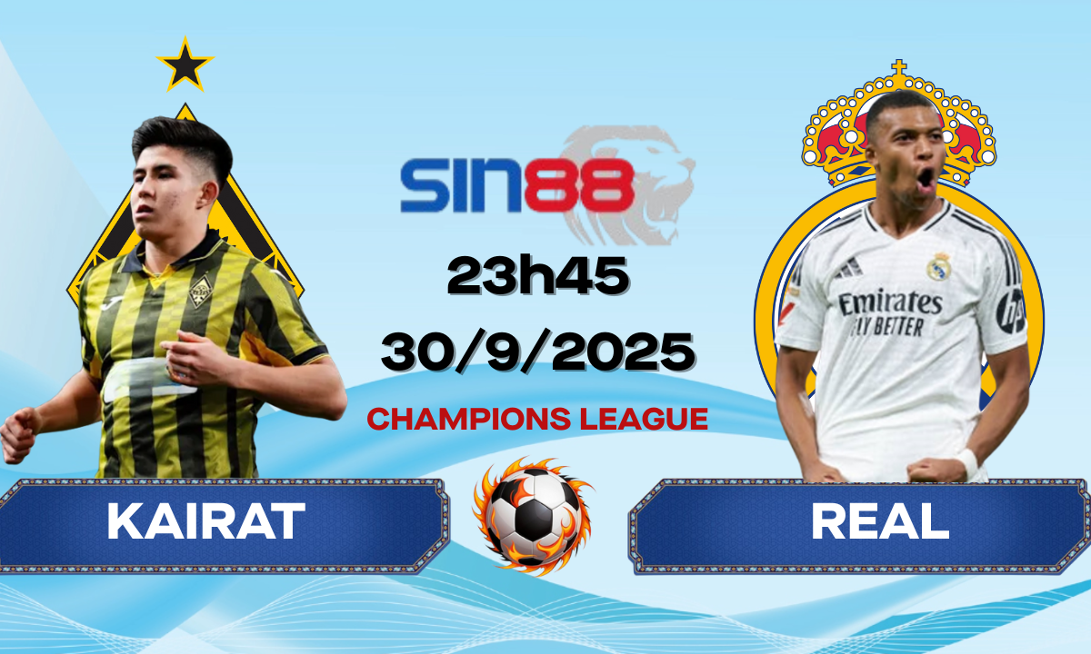 Soi kèo bóng đá Kairat Almaty - Real Madrid 23h45 ngày 30/09/2025 - Champions League