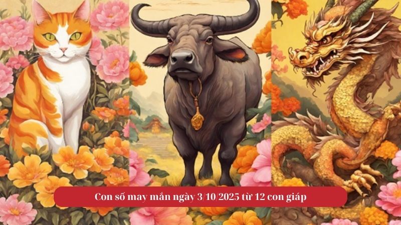 Con số may mắn ngày 3/10/2025 từ 12 con giáp