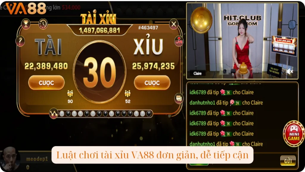 Luật chơi tài xỉu VA88 đơn giản, dễ tiếp cận