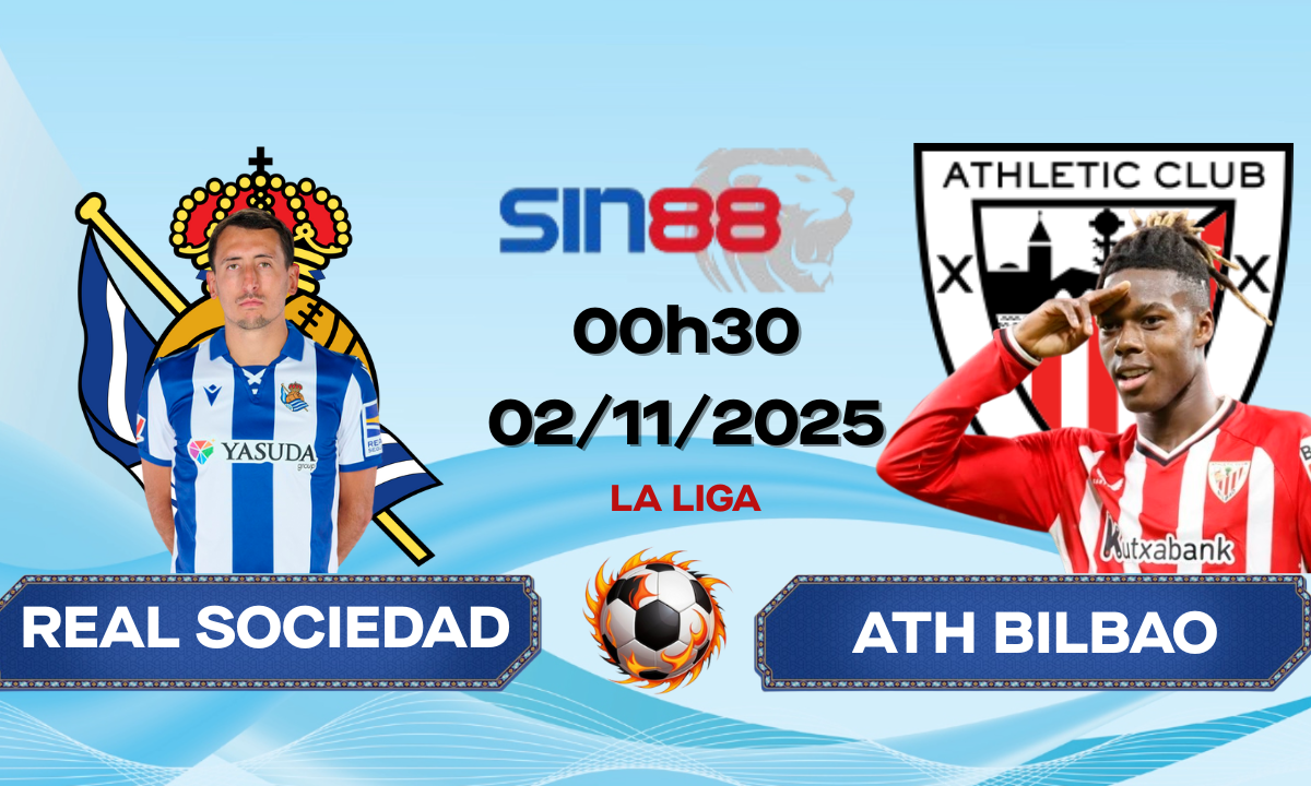 Soi kèo bóng đá Real Sociedad - Ath Bilbao 00h30 ngày 02/11/2025 - La Liga
