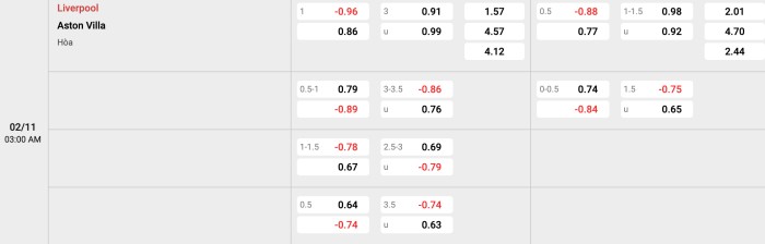 Liverpool vs Aston Villa