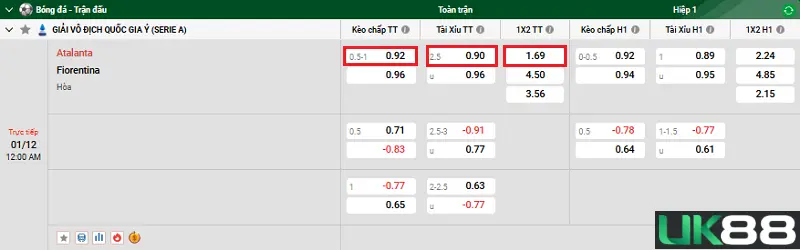 Atalanta vs Fiorentina uk88 3