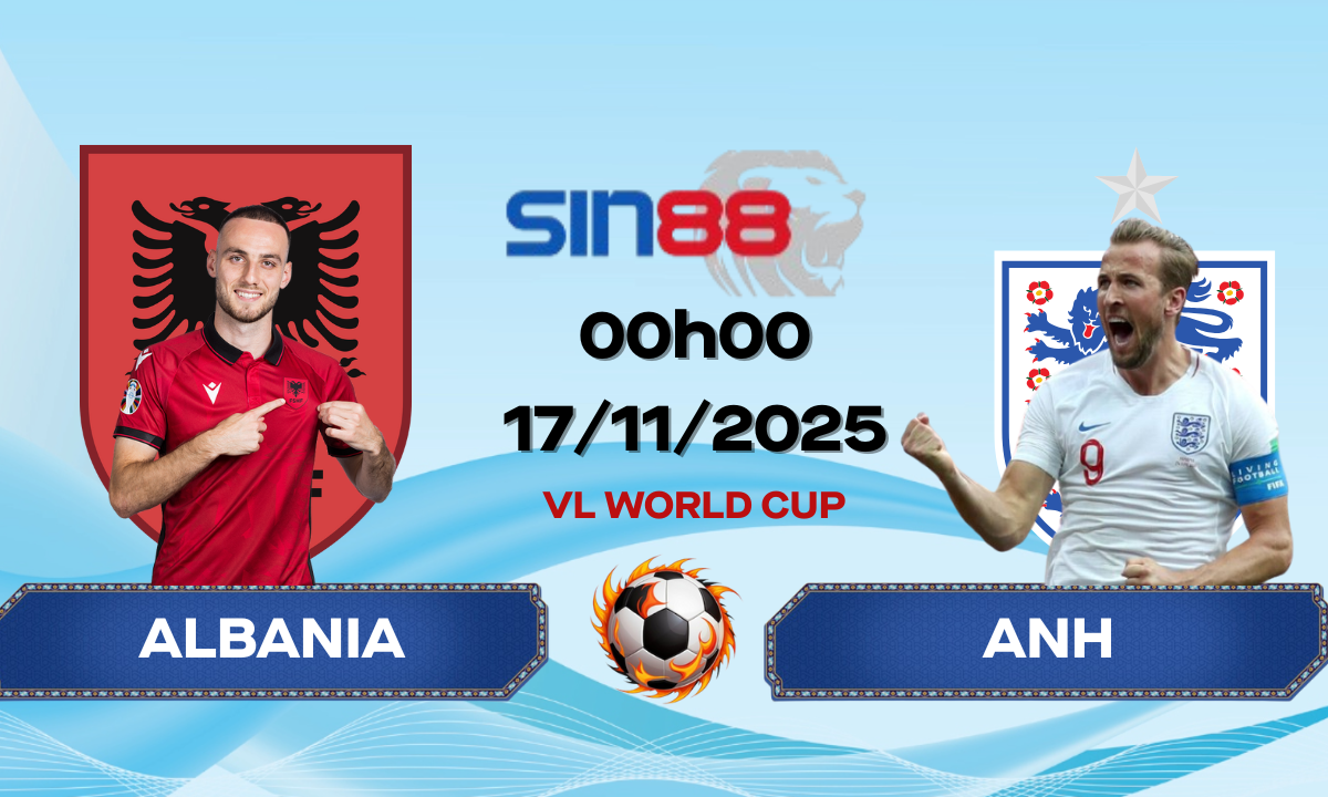 Soi kèo bóng đá Albania - Anh 00h00 ngày 17/11/2025 - Vòng loại World Cup