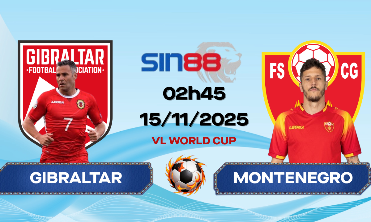 Soi kèo bóng đá Gibraltar – Montenegro 02h45 ngày 15/11/2025 – Vòng loại World Cup