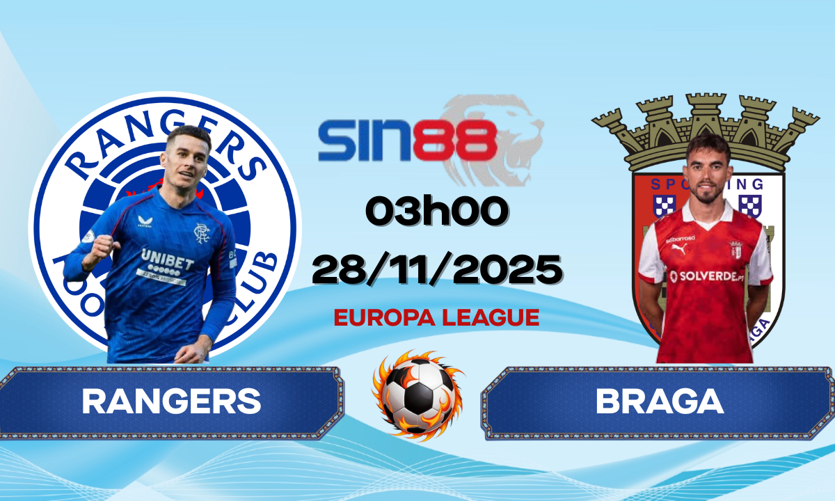 Soi kèo bóng đá Rangers – Braga 03h00 ngày 28/11/2025 – Europa League