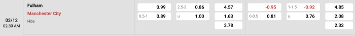 Fulham vs Man City
