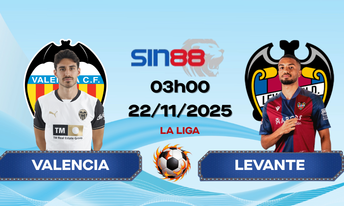 Soi kèo bóng đá Valencia – Levante 03h00 ngày 22/11/2025 – La Liga