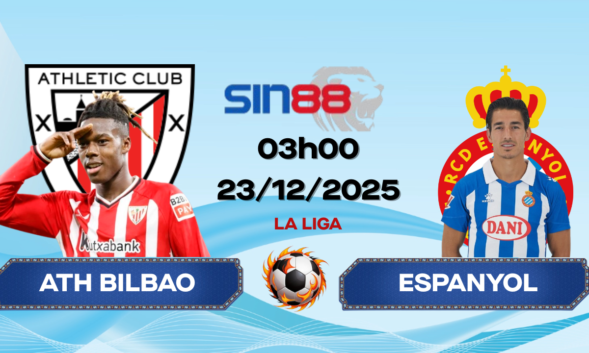 Soi kèo bóng đá Ath Bilbao – Espanyol 03h00 ngày 23/12/2025 – La Liga