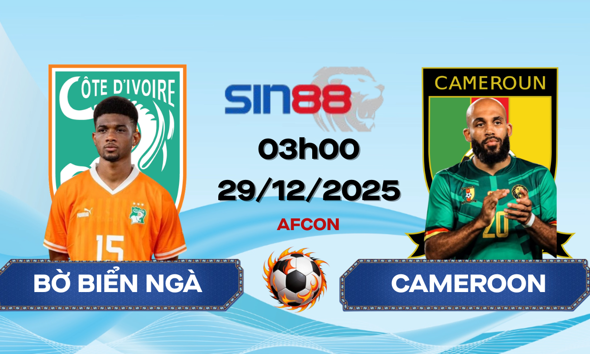 Soi kèo bóng đá Bờ Biển Ngà - Cameroon 03h00 ngày 29/12/2025 - AFCON