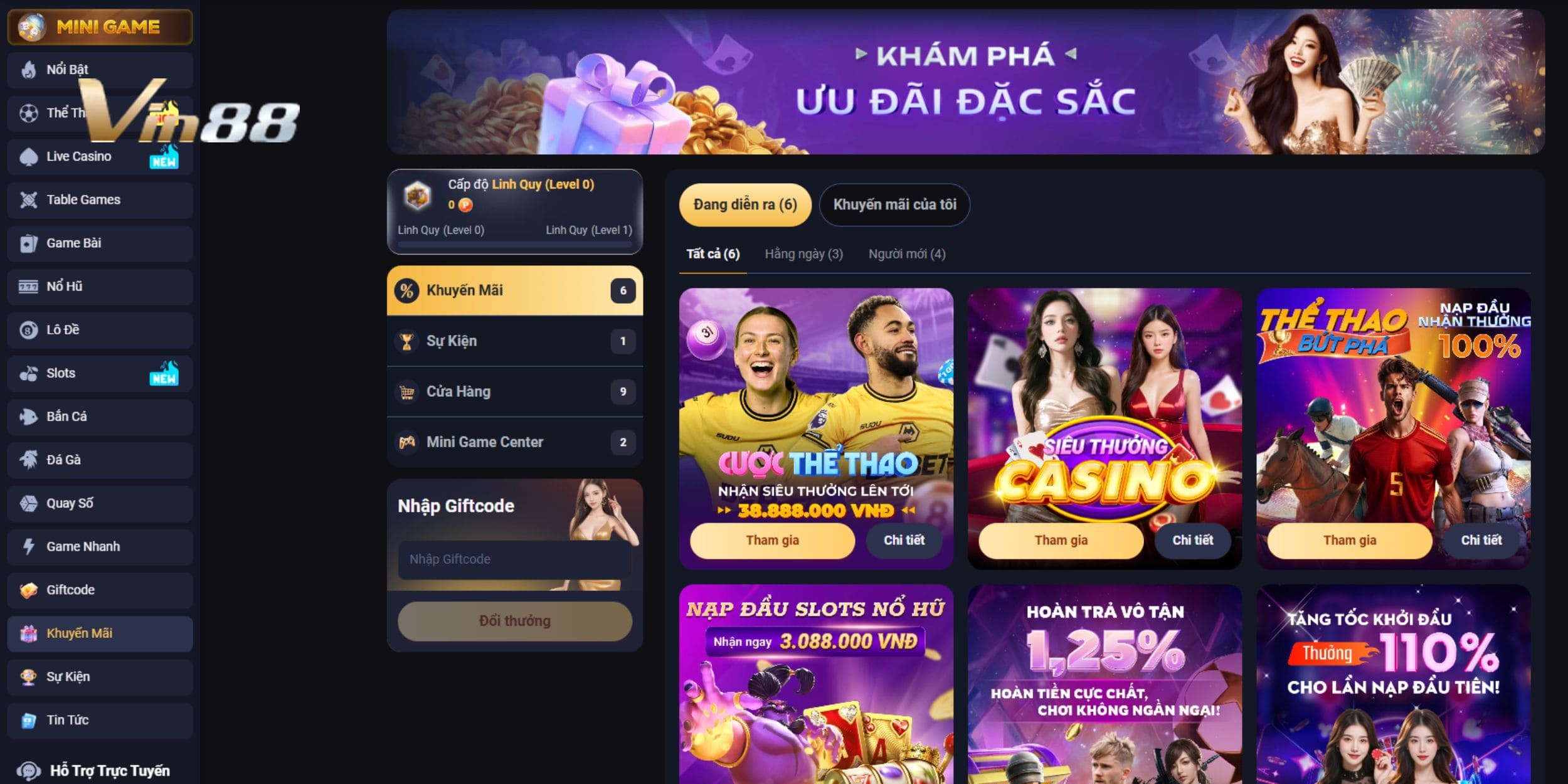Các chương trình khuyến mãi Vin88 đang áp dụng