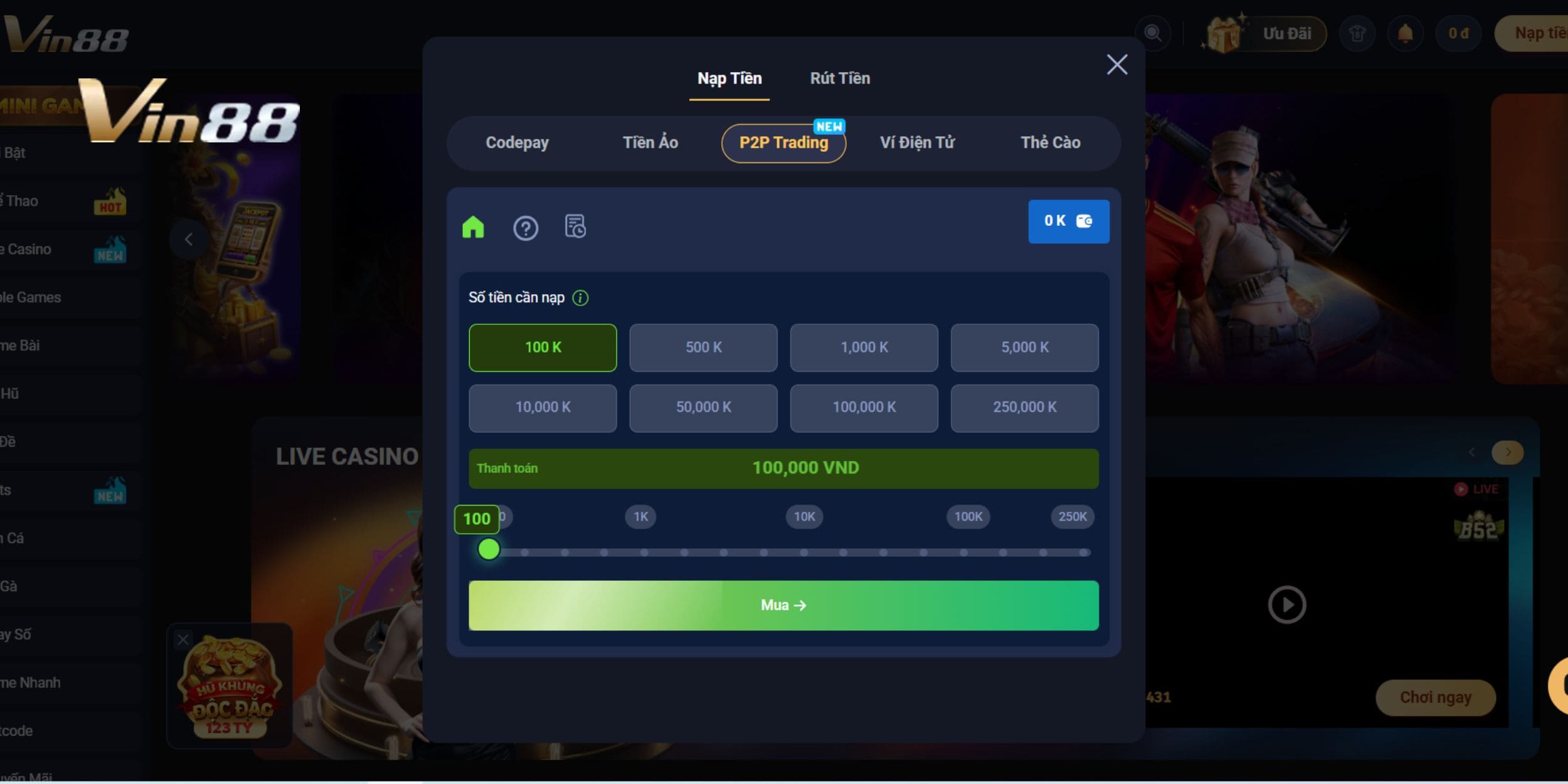 Các phương thức nạp tiền Vin88