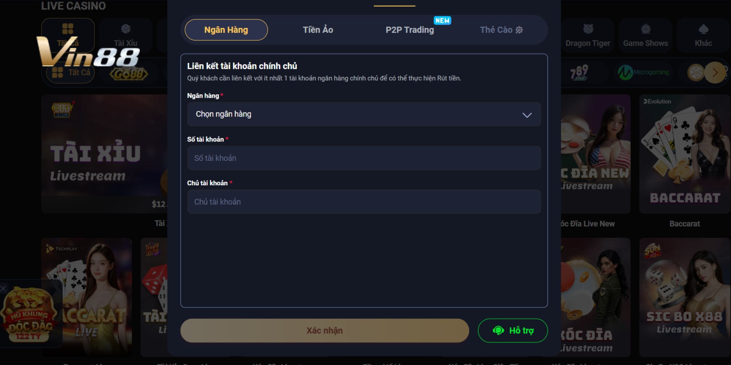 Các phương thức rút tiền Vin88 phổ biến 