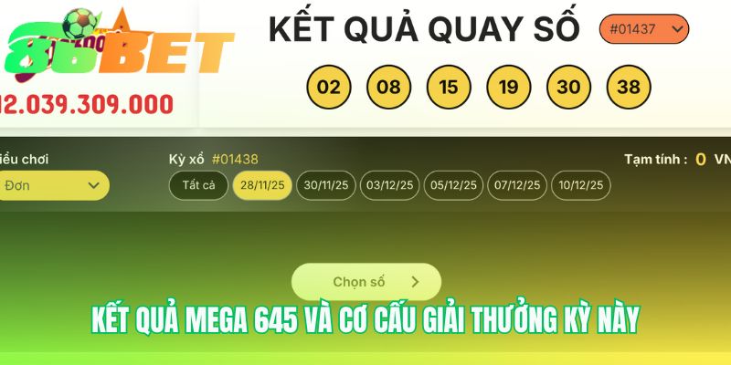 Bộ số trúng thưởng Mega 645 cùng bảng cơ cấu giải chi tiết