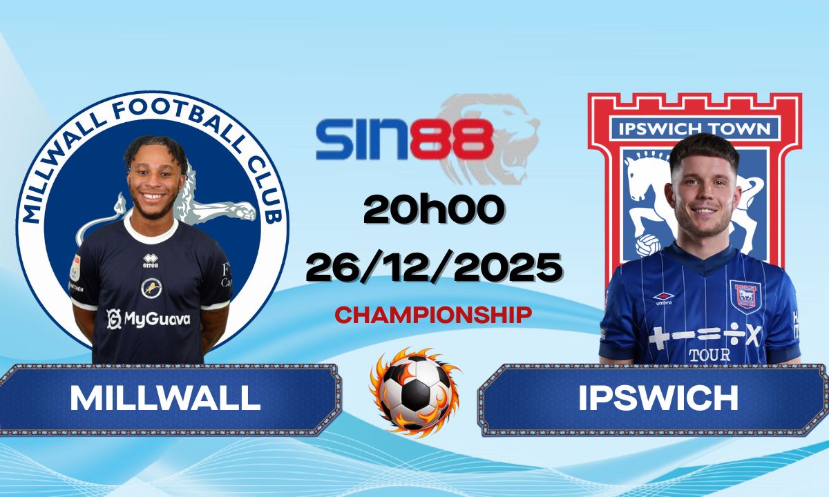 Soi kèo bóng đá Millwall - Ipswich 20h00 ngày 26/12/2025 - Championship