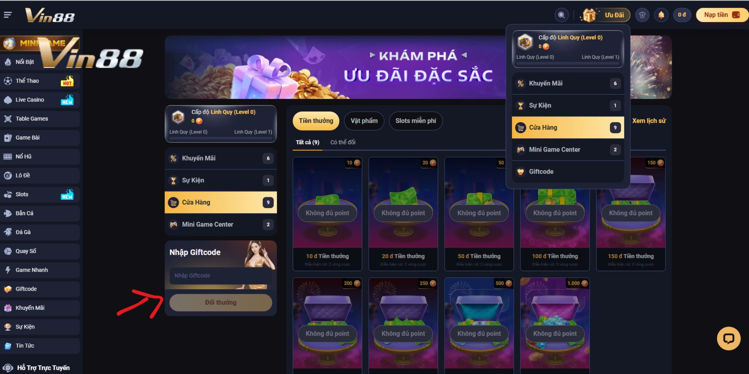 Những điểm cần lưu ý khi nhận giftcode Vin88